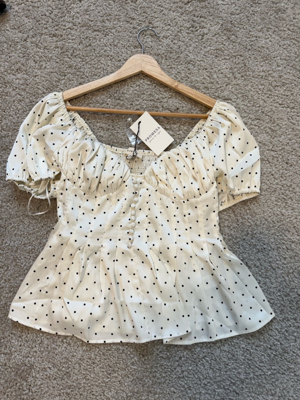 Polka dot satin top